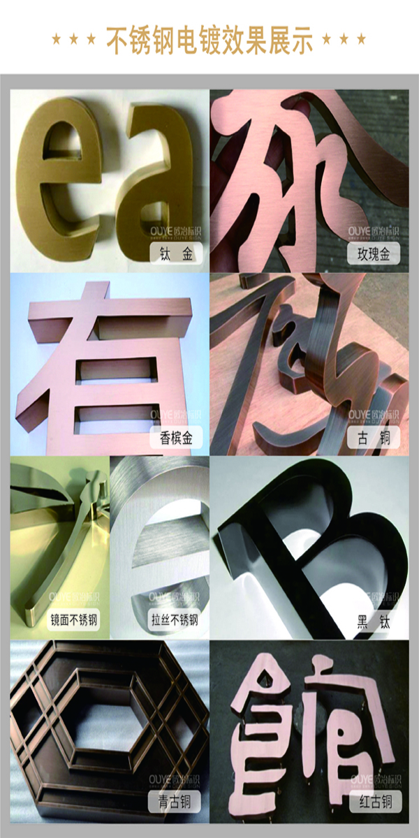 不銹鋼字、古銅字、鈦金字等各類(lèi)金屬字工藝特點(diǎn)